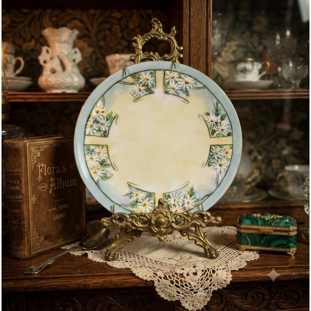 Thomas Bavaria Sevres Hand Painted Daisy Porcelain Plate Signed N Smith 6.5"